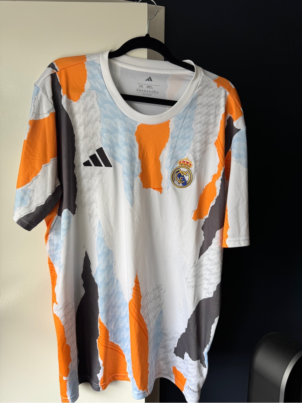 adidas Real Madrid White Orange Gray Graphic Soccer Jersey